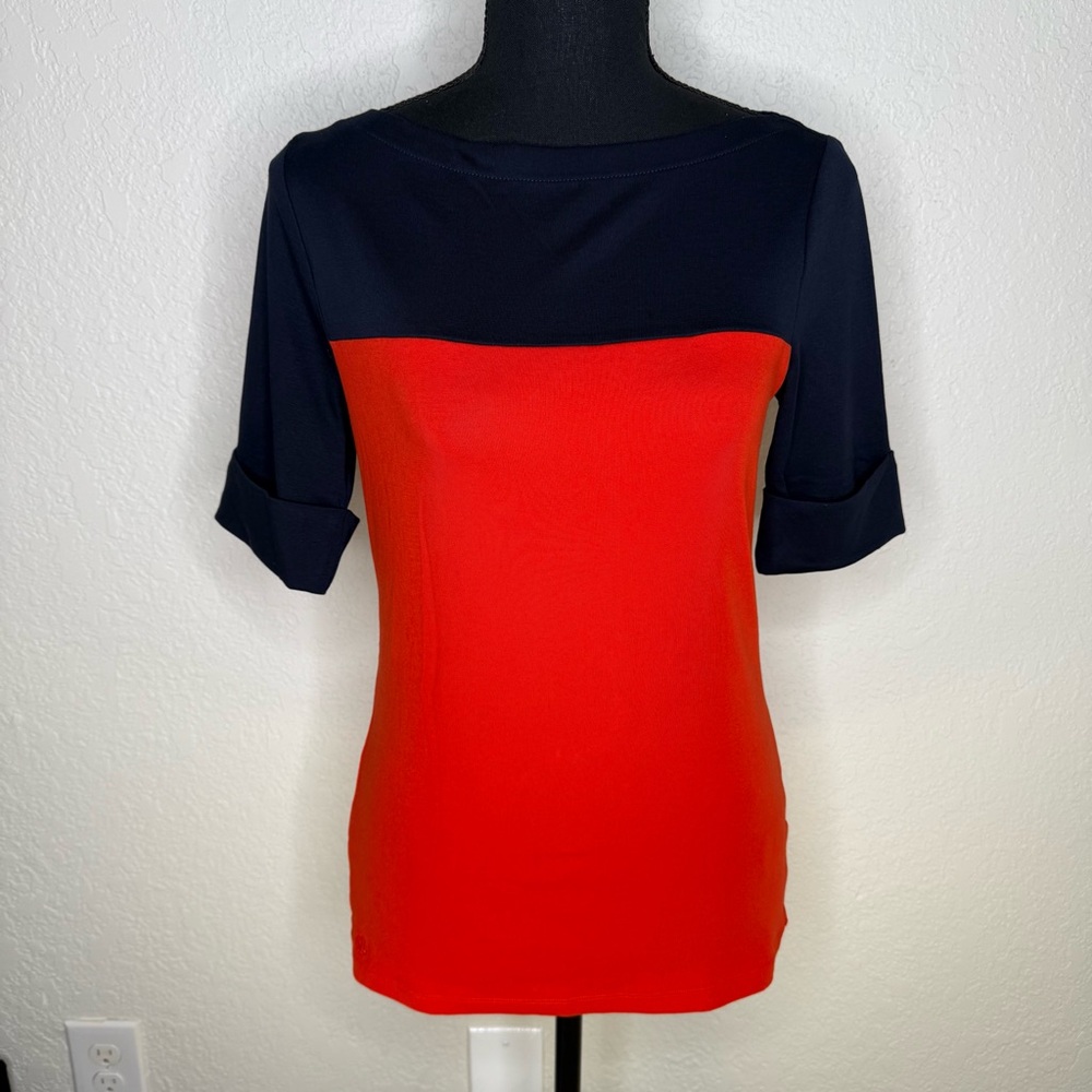Ralph Lauren Women's Color Block Boat Neck Top NWT Size M
